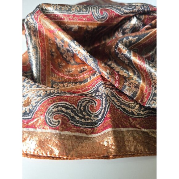 Vintage Bronze Gold Paisley Scarf - Picture 4 of 5